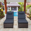 Outdoor PE Wicker Chaise Lounge Set, outside Pool Lounger Set of 2, Brown Rattan Recliners with Adjustable Backrest & Cushions